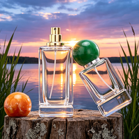 Botol Parfum Kaca Transparan Persegi Desain Baru yang Dapat Disesuaikan, Kemasan Pompa Semprot Kosong untuk Kotak Perjalanan