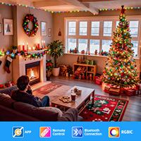Luces de Navidad RGBIC con Bluetooth, 20m, 200 LED, Alimentación USB, Control por Aplicación, Sincronización con Música