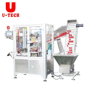 U TECH Automatic Plastic Small gallon bottle cap foam liner inserting Equipment cap Lid lining wadding machine