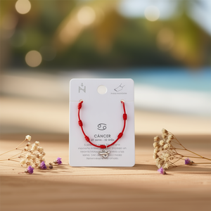 Cavigliera con sette stelle del segno zodiacale Cancro, corda rossa, acciaio inossidabile, gioiello fatto a mano per donna - Product Image 3