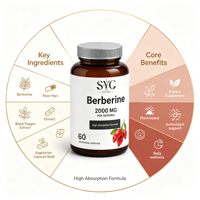 Berbérine 2000mg 60 Capsules Végétaliennes Ingrédient Botanique Pur Complément Alimentaire Marque Blanche Vente en Gros