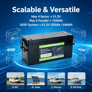 แบตเตอรี่ LiFePO4 12.8V 250Ah 3200Wh แบตเตอรี่เก็บพลังงาน 150A BMS เกรด A สำหรับสถานีพลังงานแสงอาทิตย์ - Product Image 5