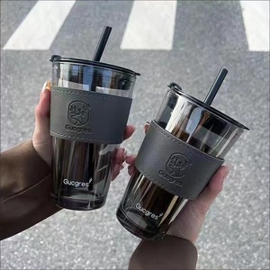 Gucgres Glass Tumbler With Straw Reusable For Coffee And Beverages - Product Image 1