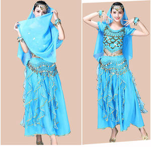 Ensemble de vêtements de <span class=keywords><strong>danse</strong></span> du ventre indienne Bollywood <span class=keywords><strong>classique</strong></span> pour femmes, manches longues, pantalon rotatif, imprimé numérique - Product Image 2