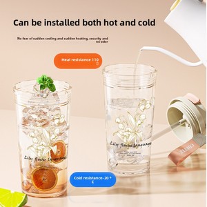 Verres en plastique portables de grande valeur conception de fleurs simples tasse à café de thé paille à boire directe nouveau Style de vallée de lys pour - Product Image 4