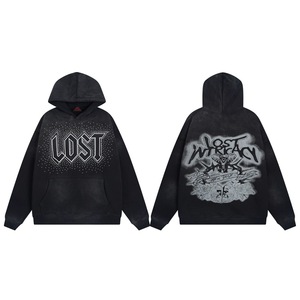 Lost Intricacy Autumn Digital Printing Oversized Heavyweight 100% Cotton Pullover <b>Hoodie</b> High Quality Streetwear for <b>Men</b> - Product Image 3