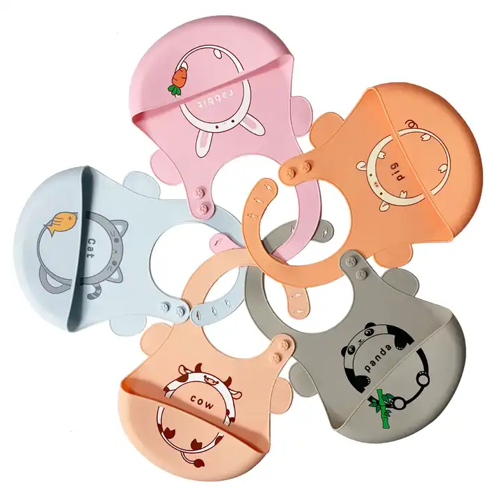 pandaear cute silicone baby bibs for