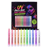 Bview Art – Lot de 12 marqueurs fluorescents UV – Stylos réactifs à la lumière noire pour Halloween, bricolage, gribouillage – Non toxiques EN71