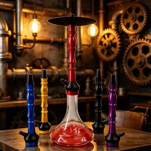 Moderna Cachimba de Vidrio con Base de Aluminio, Set de Pipa de Agua Colorida, Accesorio para Fumar Tabaco para Salón, Bar y Hogar - Product Image 6