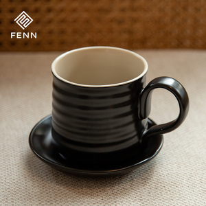 Logo personalizzato 280ml minimalista nero opaco porcellana caffè tazza <span class=keywords><strong>da</strong></span> tè e piattino all'ingrosso in ceramica tazza <span class=keywords><strong>da</strong></span> caffè per i regali - Product Image 2