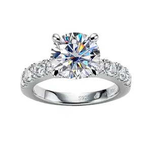 Anéis de casamento, joias finas, anéis dourados, prateado de moissanite, atacado, anel de prata esterlina 925