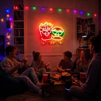 Letreros de Neón con Diseño de Hamburguesa Impresos con UV para Decoración de Paredes Interiores