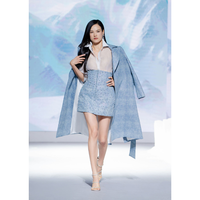 Fournisseur de vêtements du Vietnam ODM Enzo Leo Jupe Icebreaker pour femme, longueur ras du sol, design asymétrique, polyester/coton écologique