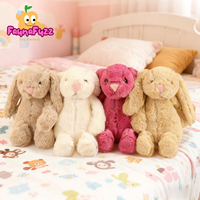 Boneka Kelinci Telinga Panjang Lucu dari Kain Katun Lembut 30 cm, Isi Kapas PP, Hadiah Liburan Paskah untuk Anak-anak (Grosir)