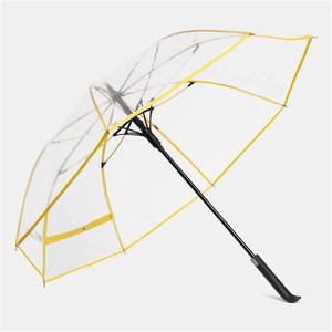 Yellow Colour Umbrella Transparent POE/PVC High Quality Clear Semi-Automatic 103cm Alloy Ribs Business Gifts Logo