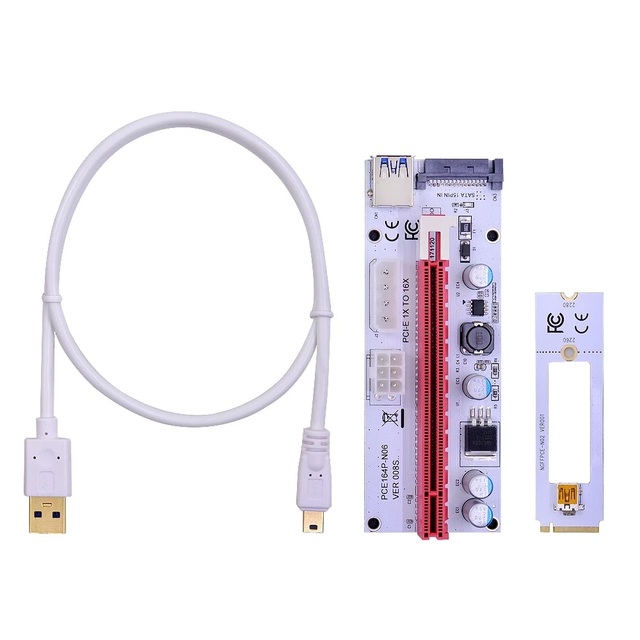 NGFF M.2 to PCI-E X16 Slot Riser Card M.2 Riser With Sata 6pin 4pin Raiser