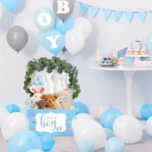 Armadio in legno per Baby Shower: cesto blu "<span class=keywords><strong>è</strong></span> una ragazza" con manico, appendiabiti, cesto di stoccaggio, regali per decorazioni per feste - Product Image 6