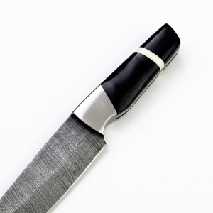 Couteau de chef artisanal en acier Damas, couteau utilitaire de cuisine avec manche en bois d'ébène noir - Product Image 1