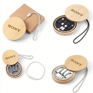 Kit de Cable de Carga con Logotipo Personalizado de Bambú Reciclado Sostenible y Ecológico 2026, Regalo Tecnológico Portátil de Viaje para la Integración de Empleados - Product Image 2