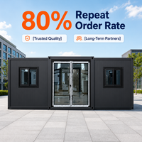 Mini-maison pliable 10FT 20FT, conteneur à structure en acier, terrasse en WPC, pod de glamping pour complexe hôtelier et camping, pour séjour court, modèle pliable