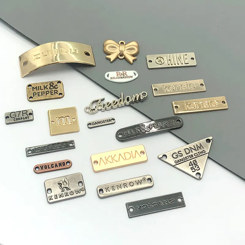 Bag Accessories Custom Handbag Hardware Engraved Metal Brand Logo Plate Tags, High Quality Custom Metal Logo Labels