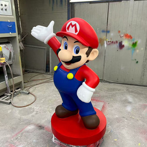 Personalizar fibra de vidrio Mario escultura tamaño real juego personaje figuras resina Mario Brother estatuas para la venta - Product Image 4