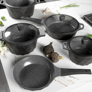 High Quality Modern White Ceramic Coated Pot <b>Pan</b> Glass Lids Soft Touch Handles Non-Stick 9 Piece Die <b>Cast</b> Aluminum Cookware Set - Product Image 6