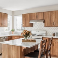 CBMMart ensemble de meubles de cuisine contemporains avec comptoir armoires en bois personnalisées à plat pour projets d'appartements
