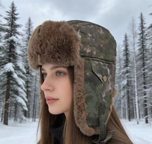 Chapeau en fourrure de lapin <span class=keywords><strong>Rex</strong></span> chaud d'hiver Furbility 2026 pour femmes, fourrure véritable tendance avec du cuir de mouton pour les occasions festives - Product Image 3