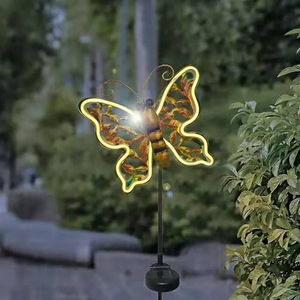 Lampe solaire papillon LED en fer forgé pour décoration de jardin, piquet extérieur résistant à l'eau - Product Image 1