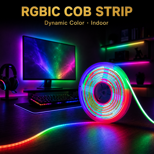 Addressable Digital RGBIC COB LED Strip 720Leds Dimmable Smart Work with Alexa/Google App Wifi Control 12/24V for Home BIS ETL