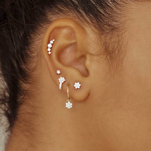 New Arrival Earrings Cute Jewelry Delicate Girl Women Ear <strong>Stud</strong> 925 Sterling <strong>Silver</strong> Small Minimalist Earring Tiny Cz Flower - Product Image 5
