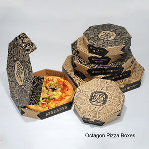 Özel ucuz yuvarlak sekizgen Pizza paketleme karton kutu gıda paketi teslimat Pizza ambalaj yemek kabı toptan - Product Image 3