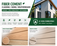 Panneau de bardage extérieur en fibro-ciment à grain de bois 1220x2440mm, certifié CE, ignifuge, imperméable, système de fixation par clips.