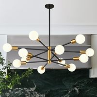 TSINYE LED Plafonnier Moderne Lustre Réglable Noir et Or Mid Century Suspension Éclairage pour Cuisine Salon