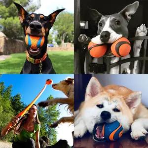 Commercio all'ingrosso giocattolo da masticare palla per animali domestici Ultra palla giocattolo per cani agilità gonfiabile in gomma arancione all'aperto palla da Tennis giocattolo per morso di cane