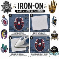 Patchs brodés thermocollants et à coudre, motifs mystiques et célestes : Hamsa, Œil, Lune, Chat, Palmistry, Papillon, Tarot, Main de sorcière, avec cristaux