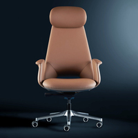 Chaise de bureau exécutive moderne en cuir avec base pivotante réglable en hauteur, idéale pour le bureau à domicile, structure métallique, revêtement en cuir