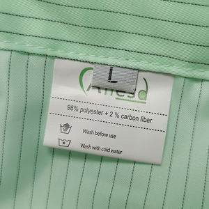 Allesd Vert 98% Polyester 2% Fil de fibre de carbone antistatique Vêtements <span class=keywords><strong>anti</strong></span>-poussière pour salle blanche Esd Smock - Product Image 3
