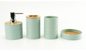 Ensemble de rangement moderne pour salle de bain d'hôtel, composants en plastique et bambou, support de toilette sur pied, étagère à cosmétiques, porte-brosse à dents - Product Image 5