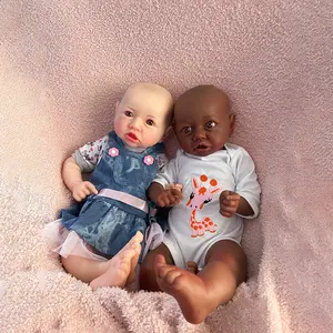 Deep Skin Customized Open Eyes Full Silicone Reborn Baby Doll Cute Girls For African Accompany Child 1:1 Simulation
