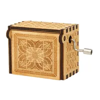 Boîte à musique en bois gravée vintage de Noël en gros, à manivelle, personnalisable