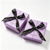 Boîte cadeau personnalisée à double porte avec ruban noir pour parfum, rouge à lèvres, cadeaux d'anniversaire et produits haut de gamme
