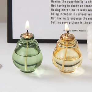 Lámpara de aceite de cristal miniatura con forma de calabaza de 100 ml, linterna de aceite decorativa para mesa, lámpara de aceite de cristal transparente soplada a mano, adorno decorativo para el hogar - Product Image 5