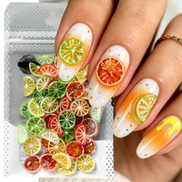 30 stuks/zak Nieuwe Aanwinst Nageldecoratie Zomer IJs-Transparant Frisse Citroenschijfjes Fruit Hars Gemengde Verpakking Decoraties