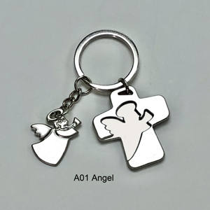 Fabrication de qualité supérieure Intéressant Perle Argent Alpha Série Cross Angel Porte-clés Artisanat en métal Porte-clés pour valise - Product Image 4