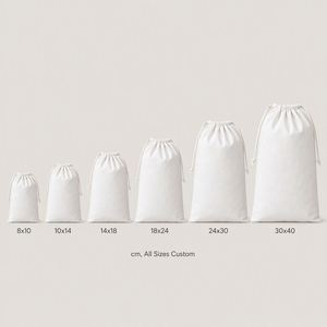 <b>Plain</b> White Cotton Drawstring Fabric <b>Bag</b> Blank for Custom Printing - Product Image 4