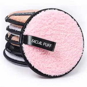 Oem Cosmetic Microfiber Face Washable Velvet Reusable Cleaning Makeup Remover Round Cotton Pads