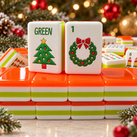 Tuiles de Mahjong Américaines 4 couches, motif de Noël, en stock, OEM ODM, vente en gros, collection de cadeaux de fêtes, ensemble de jeu