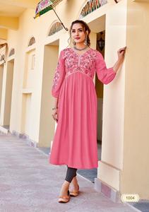 New Designer Heavy Rayon and Embroidery Handwork <b>Kurti</b> Collection - Product Image 4